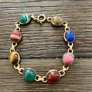 WRF Vintage Scarab 1/20 12 Karat Gold Filled Multi Stone Bracelet